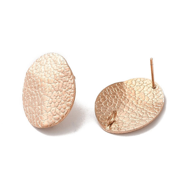 

PandaHall Ion Plating(IP) 304 Stainless Steel Stud Earrings Findings, with Vertical Loop, Textured Oval, Rose Gold, 20x16mm, Hole: 2.5mm...