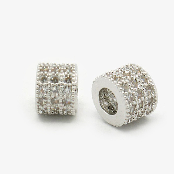 

PandaHall Brass Cubic Zirconia Beads, Column, Platinum, 6x5mm, Hole: 3mm Brass+Cubic Zirconia Column