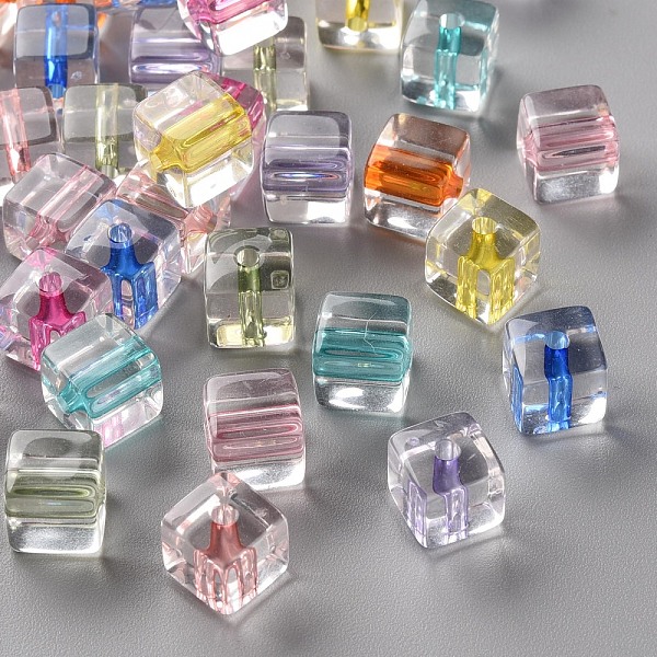 

PandaHall Transparent Acrylic Beads, Cube, Mixed Color, 8x7.5x7.5mm, Hole: 1.8mm Acrylic Cube Multicolor