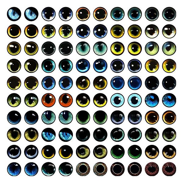

PandaHall Craft Glass Doll Eyes, Stuffed Toy Eyes, Half Round, Mixed Color, 14mm, about 100pcs/bag Glass Half Round Multicolor