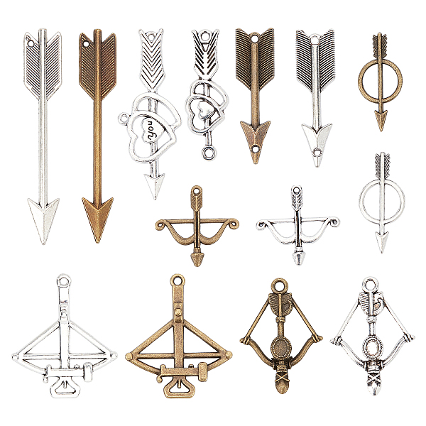

PandaHall CHGCRAFT Tibetan Style Alloy Pendants, with Cabochons and Links Connectors, Lead Free & Cadmium Free, Arrow, Mixed Color...