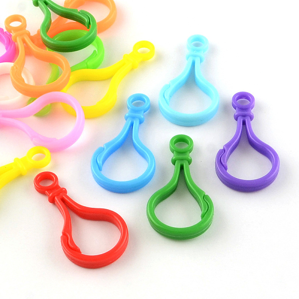 Opaque Solid Color Bulb Shaped Plastic Push Gate Snap Keychain Clasp Findings