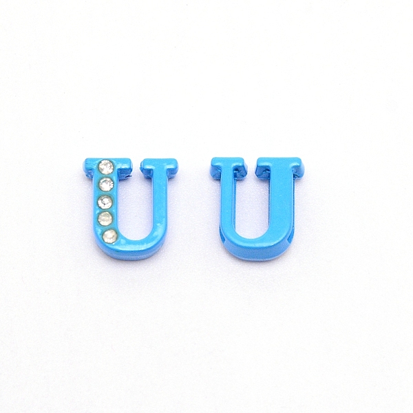 

PandaHall Rhinestone Slide Letter Charms, Alloy Intial Letter Beads, Spray Painted, Letter.U, U: 12x11x4.5mm, Hole: 1.5x8mm Alloy+Rhinestone..., Multicolor