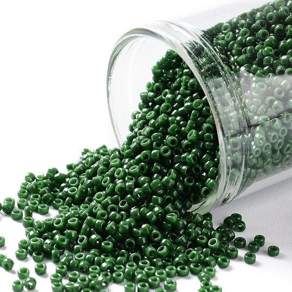 

PandaHall TOHO Round Seed Beads, Japanese Seed Beads, (47H) Opaque Pine Green, 15/0, 1.5mm, Hole: 0.7mm, about 3000pcs/10g Glass Green