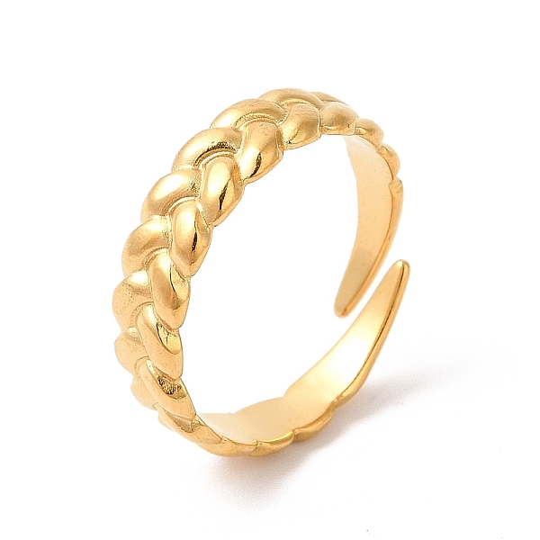 

PandaHall Ion Plating(IP) 304 Stainless Steel Twist Rope Shape Open Cuff Ring for Women, Real 18K Gold Plated, Inner Diameter: US Size 7...