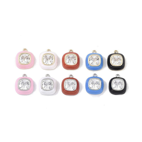 

PandaHall Brass Enamel Charms, with Glass, Long-Lasting Plated, Real 18K Gold Plated & Real Platinum Plated, Square, Mixed Color..., Multicolor