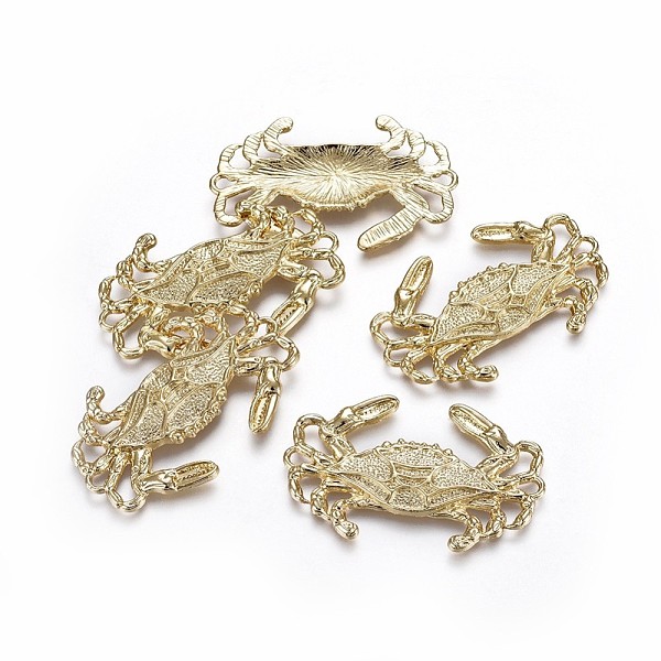 

PandaHall Alloy Pendants, Ocean Theme, Lead Free & Nickel Free & Cadmium Free, Crab, Real 14K Gold Plated, 33x52x3mm, Hole: 3mm Alloy Crab