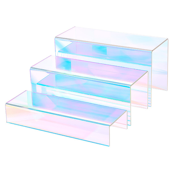PandaHall PH 3 Size Rainbow Display Risers, Acrylic Display Stand Large Collectibles Stands Shelf Showcase Fixtures for Jewelry Cosmetics...