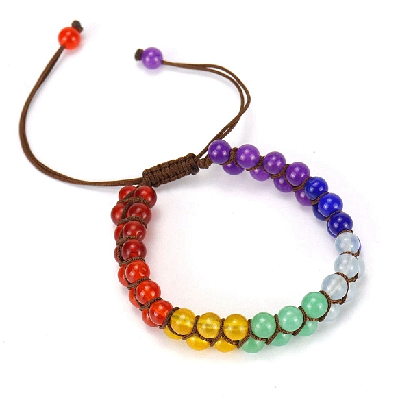 

PandaHall Colorful Dyed Natural Jabe Round Braided Bead Bracelet, Adjustable Bracelet for Women, Coconut Brown, 8-5/8 inch(22cm) Jade