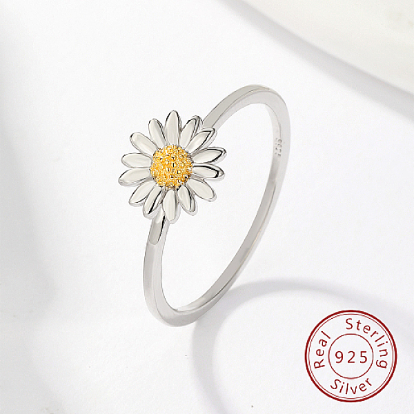 

PandaHall Rhodium Plated 925 Sterling Silver Daisy Flower Finger Ring for Women, with 925 Stamp, Platinum, US Size 9(18.9mm) Sterling Silver...
