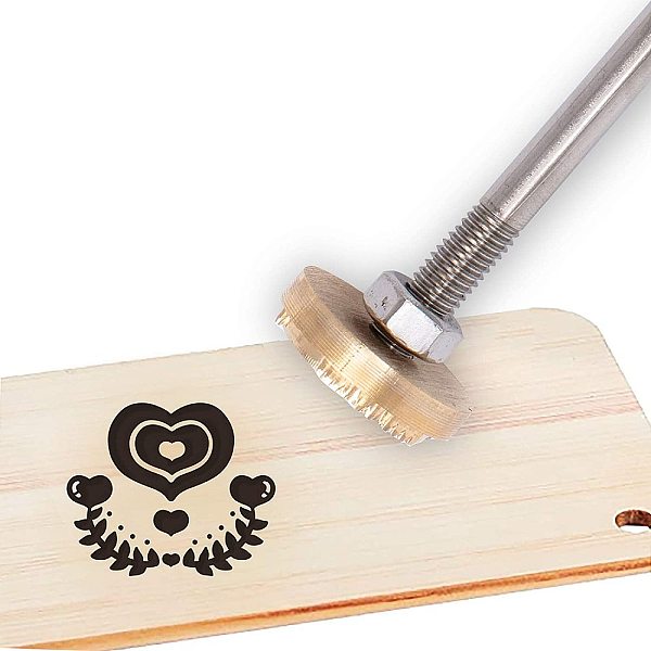 PandaHall OLYCRAFT Wood Leather Branding Iron 3cm Branding Iron Stamp Custom Logo BBQ Heat Stamp with Brass Head and Wood Handle for...