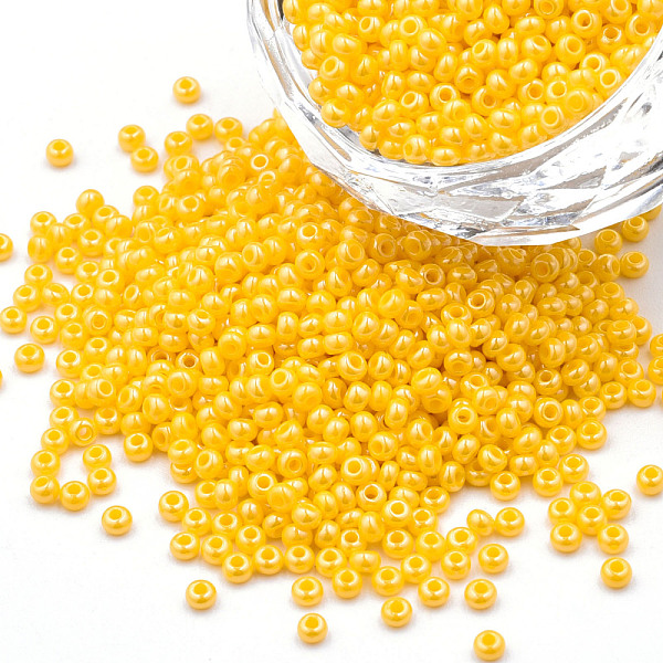 

PandaHall 12/0 Czech Opaque Glass Seed Beads, Lustered, Round, Gold, 2x1mm, Hole: 0.7mm, about 500g/bag Czech Glass Gold