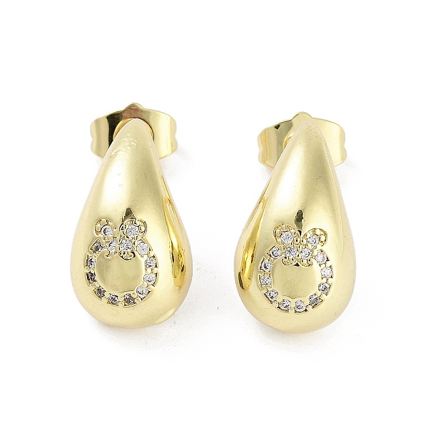 

PandaHall Teardrop Rack Plating Brass Cubic Zirconia Stud Earrings for Women, Long-Lasting Plated, Lead Free & Cadmium Free, Real 18K Gold...