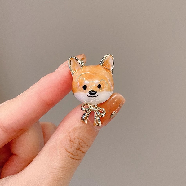 Shiba Inu with Bowknot Enamel Pins