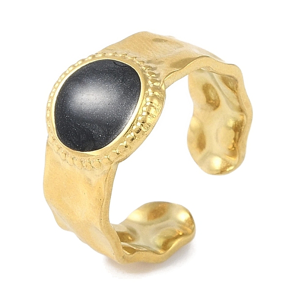 

PandaHall Ion Plating(IP) 304 Stainless Steel Enamel Flat Round Cuff Finger Rings, Wide Open Rings for Women, Real 18K Gold Plated, 11.5mm...