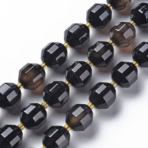 

PandaHall Natural Agate Beads Strands, Dyed, Faceted, with Seed Beads, Double Terminated Point Prism Beads, Bicone, Black...