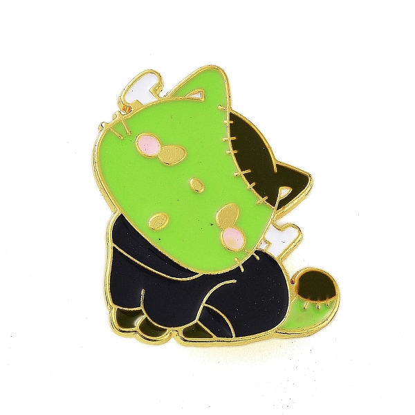 

PandaHall Halloween Theme Golden Alloy Brooches, Enamel Pins, Cat Shape, 30.5x25.5x1.5mm Alloy+Enamel Cat Shape Green