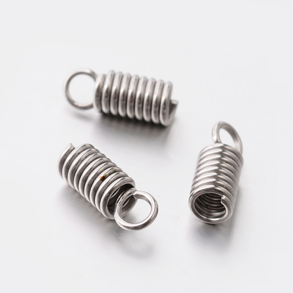 

PandaHall 201 Stainless Steel Coil Cord Ends, Stainless Steel Color, 10x4mm, Hole: 2.5mm 201 Stainless Steel