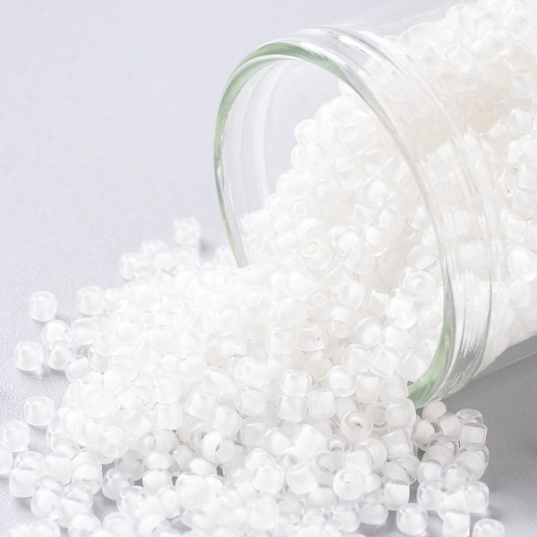

PandaHall TOHO Round Seed Beads, Japanese Seed Beads, (981F) White Lined Crystal Matte, 11/0, 2.2mm, Hole: 0.8mm, about 3000pcs/10g Glass...