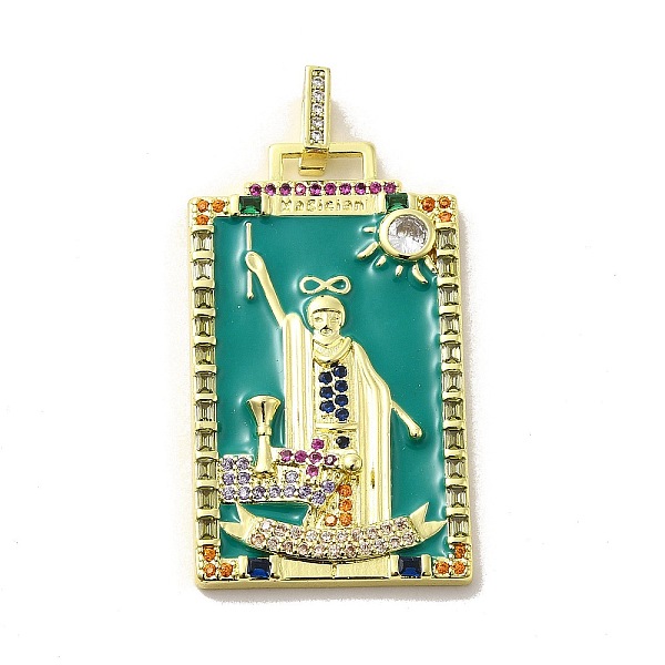 

PandaHall Brass Micro Pave Cubic Zirconia Pendants with Enamel, Tarot, Teal, 39x22.5x3mm, Hole: 5x3mm Brass+Cubic Zirconia+Enamel Tarot Cyan