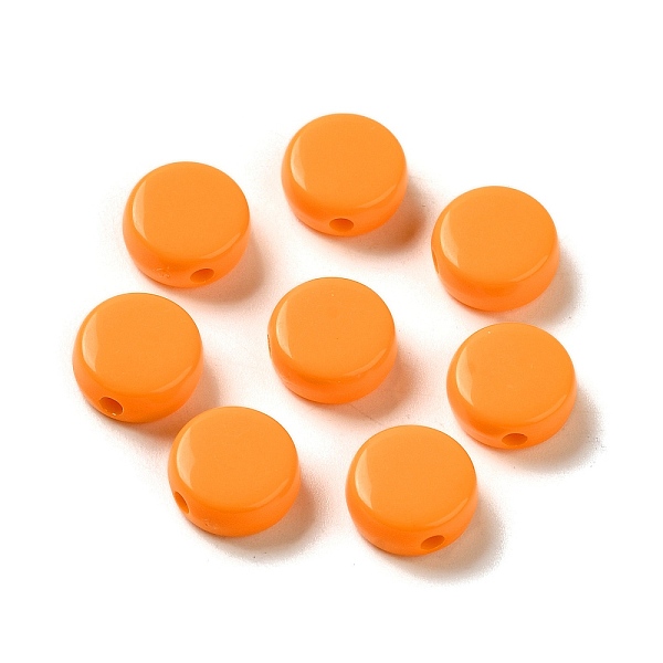 

PandaHall Opaque Acrylic Beads, Flat Round, Dark Orange, 10x5mm, Hole: 1.8mm, about 1500pcs/500g Acrylic Flat Round Orange