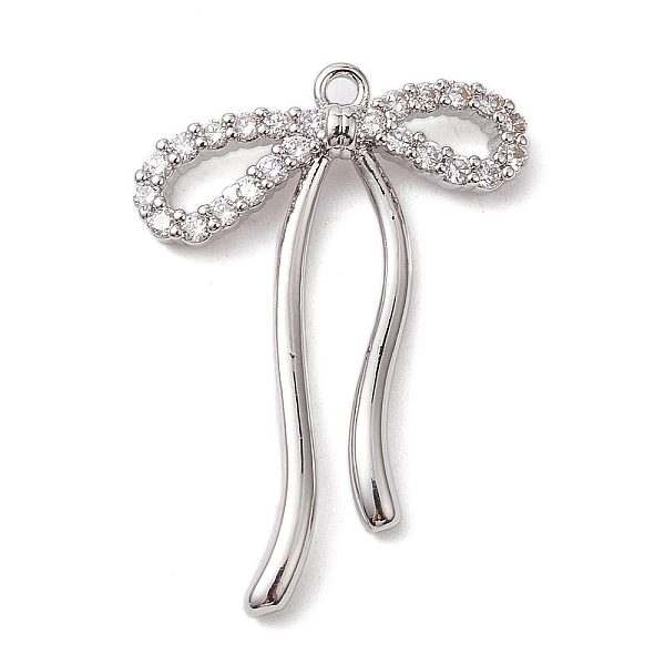 

PandaHall Rack Plating Brass Micro Pave Clear Cubic Zirconia Pendants, Long-Lasting Plated, Lead Free & Cadmium Free, Bowknot, Platinum...
