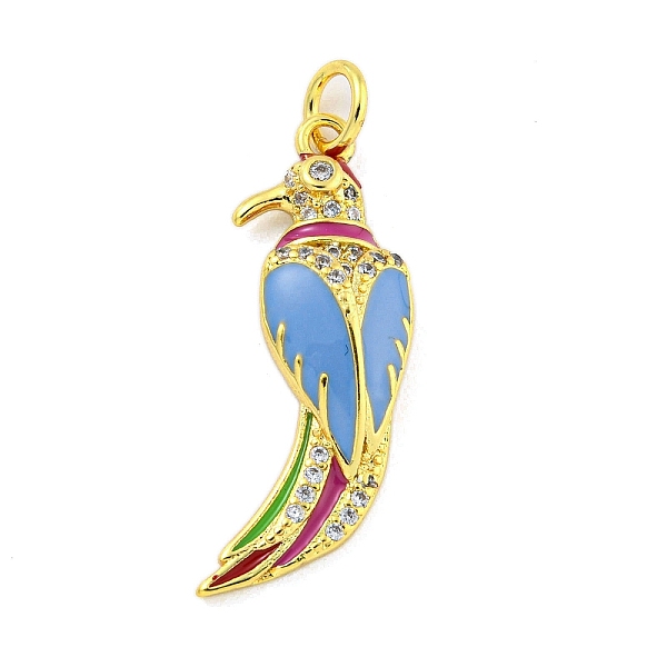 

PandaHall Brass Micro Pave Clear Cubic Zirconia Pendants, with Enamel, Real 18K Gold Plated, Bird, Cornflower Blue, 25x11x4mm, Hole: 3mm...