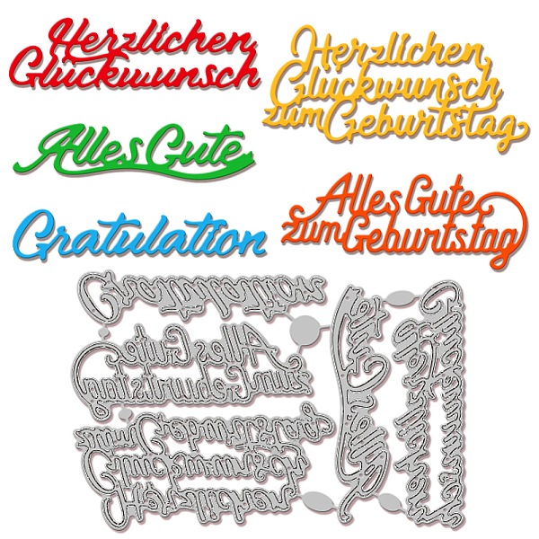 

PandaHall GLOBLELAND 5PCS German Birthday Greetings Cutting Dies for Card Making Sayings German Metal Die Cuts Cutting Dies Template DIY...
