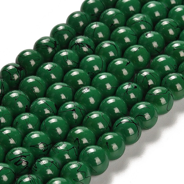 

PandaHall Drawbench Glass Bead Strands, Round, Green, 8mm, Hole: 1.3~1.6mm, about 100pcs/strand, 31.4 inch Glass Round Green