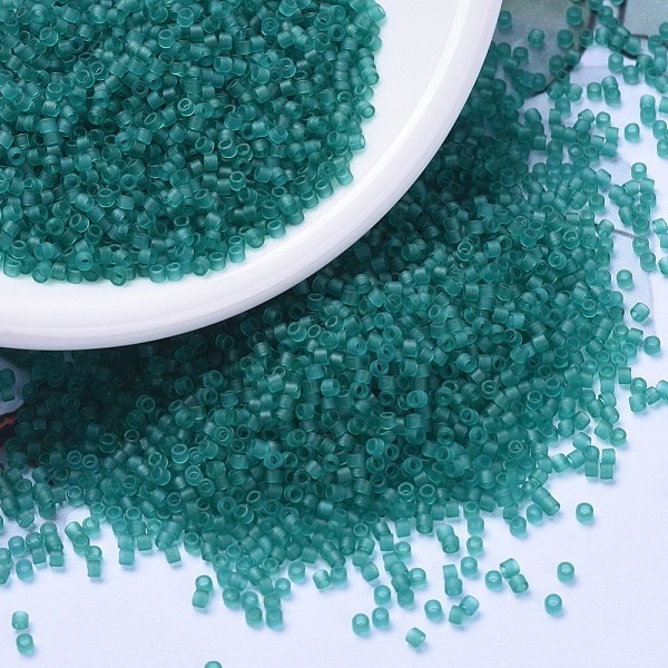 

PandaHall MIYUKI Delica Beads, Cylinder, Japanese Seed Beads, 11/0, (DB1268) Matte Transparent Caribbean Teal, 1.3x1.6mm, Hole: 0.8mm, about..., Cyan