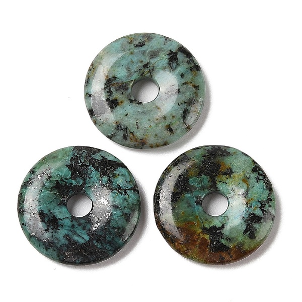 

PandaHall Natural African Turquoise(Jasper) Pendants, Donut/Pi Disc Charms, 30~31x5.5~6.5mm, Hole: 6mm African Turquoise(Jasper) Donut