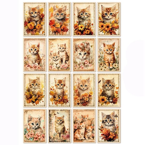 

PandaHall 32 Sheets 16 Styles Flower Cat Scrapbook Paper Pads, for DIY Album Scrapbook, Background Paper, Diary Decoration, Gold, 125x85mm...