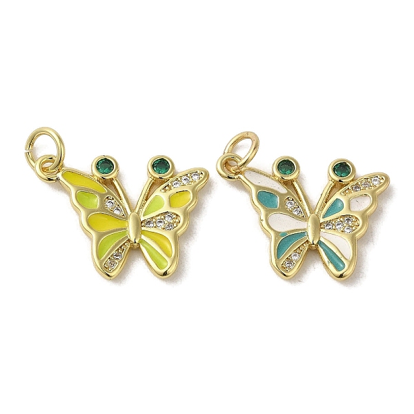 

PandaHall Brass Micro Pave Cubic Zirconia Pendants, with Enemal, Real 18K Gold Plated, Butterfly, Mixed Color, 14x19x2mm, Hole: 3mm..., Multicolor