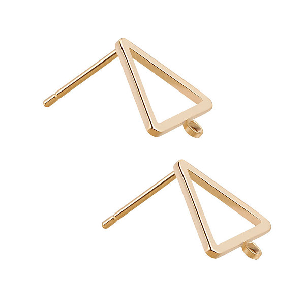 

PandaHall Brass Stud Earring Findings, with Loop, Long-Lasting Plated, Triangle, Real 18K Gold Plated, 12.5x12x1mm, Hole: 1mm, Pin: 0.8mm...