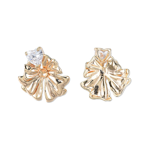 

PandaHall Brass Stud Earring Findings, for Half Drilled Beads, with Clear Cubic Zirconia, Cadmium Free & Nickel Free & Lead Free, Bowknot...