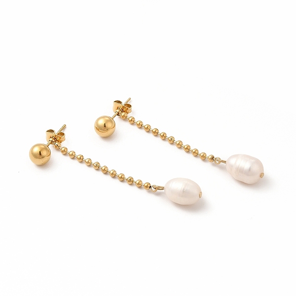 

PandaHall Ion Plating(IP) 304 Stainless Steel Ball Chain Stud Earrings, Pearl Dangel Earrings for Women, Golden, 50mm, Pin: 0.6mm 304...