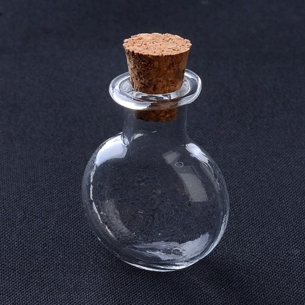 

PandaHall Glass Bottles, with Cork Stopper, Wishing Bottle, Flat Round, Clear, 30x19.5x10mm, Bottleneck: 8mm in diameter, Capacity: 2ml(0.06...