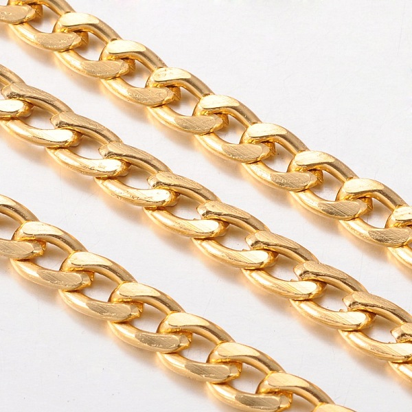 

PandaHall Aluminum Twisted Chains Curb Chains, Unwelded, Lead Free and Nickel Free, Oxidated in Gold, Size: about Chain: 9mm long, 5mm wide...