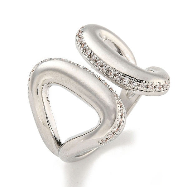 

PandaHall Rack Plating Brass Micro Pave Cubic Zirconia Teardrop Open Cuff Rings for Women, Long-Lasting Plated, Cadmium Free & Lead Free..., Clear