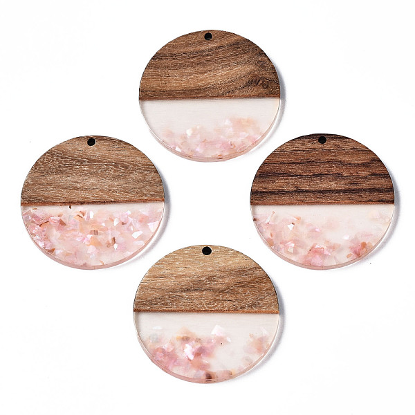 

PandaHall Transparent Resin & Walnut Wood Pendants, with Shell Chips, Two Tone, Flat Round, Pink, 38.5x3.5mm, Hole: 2mm Resin+Wood Flat...