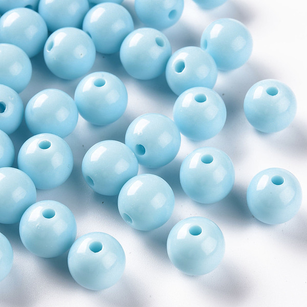 

PandaHall Opaque Acrylic Beads, Round, Sky Blue, 12x11mm, Hole: 1.8mm, about 566pcs/500g Acrylic Round