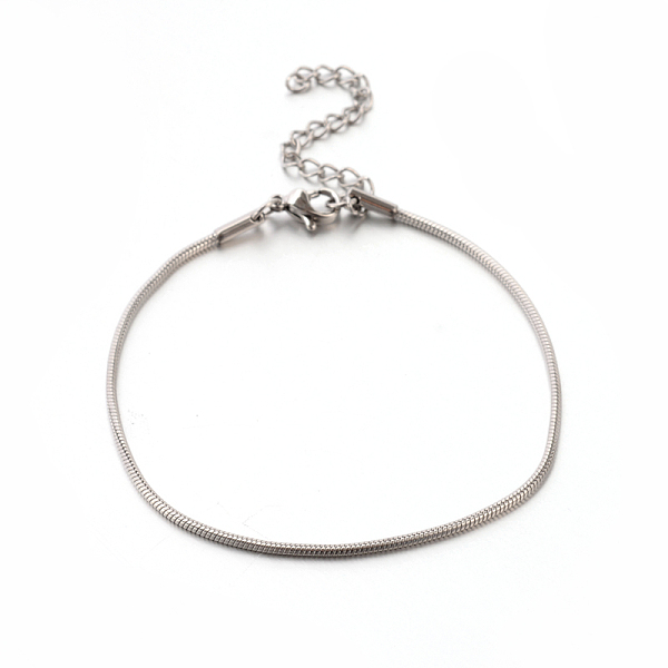 

PandaHall 304 Stainless Steel Snake Chain Bracelets, with Lobster Claw Clasps, Stainless Steel Color, 7-1/2 inch(190mm), 1.5mm 304 Stainless...