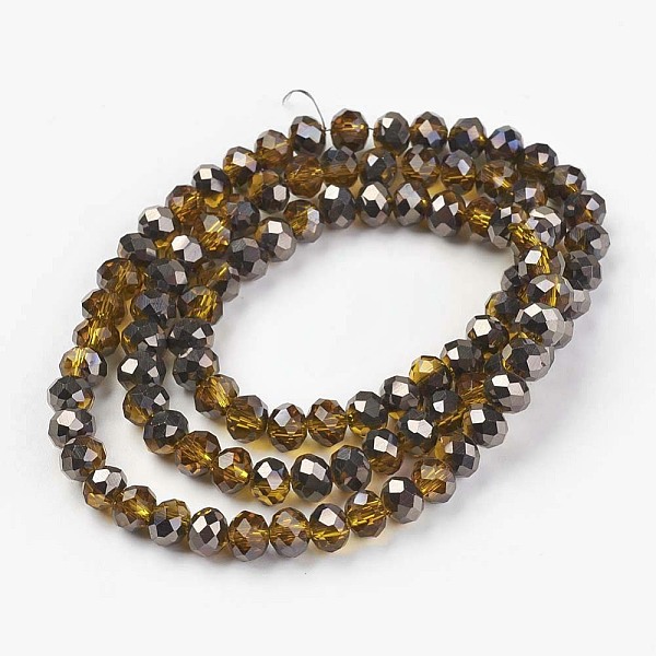 

PandaHall Electroplate Transparent Glass Beads Strands, Half Black Plated, Faceted, Rondelle, Dark Goldenrod, 3x2mm, Hole: 0.8mm, about..., Gold