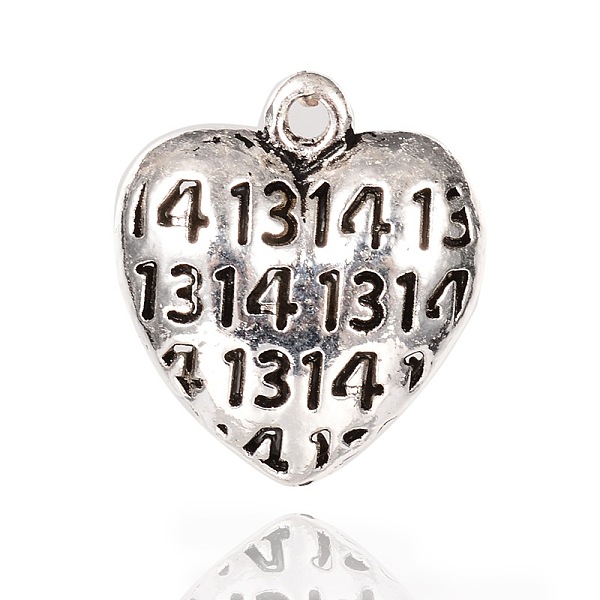 

PandaHall Tibetan Style Alloy Heart Pendants, with Word 1314, Antique Silver, 22x20x9mm, Hole: 2mm Alloy Heart