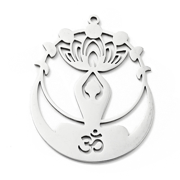 

PandaHall 304 Stainless Steel Pendants, Ohm/Aum, Yoga Theme, Stainless Steel Color, 43x32x1mm, Hole: 1.6mm 304 Stainless Steel Others