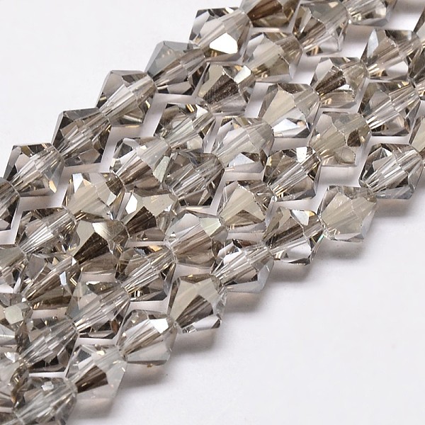 

PandaHall Imitate Austrian Crystal Bicone Glass Beads Strands, Grade AA, Faceted, Light Grey, 6x6mm, Hole: 1mm, about 46~48pcs/strand, 10.5...