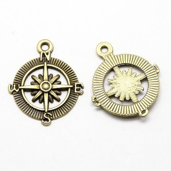 

PandaHall Tibetan Style Pendants, Alloy Compass Necklace Pendants, Cadmium Free & Nickel Free & Lead Free, Antique Bronze, 29.5x24.5x3mm...