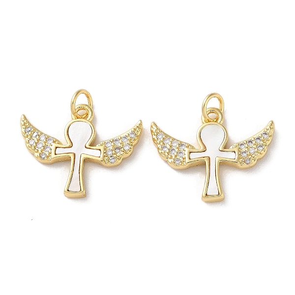 

PandaHall Brass Micro Pave Clear Cubic Zirconia Pendants, with Shell and Jump Ring, Real 18K Gold Plated, Cross, 16x20x2.5mm, Hole: 3mm...