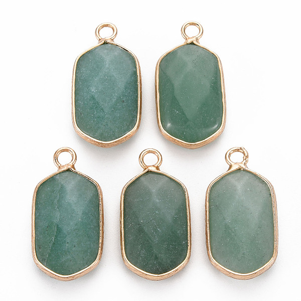 

PandaHall Natural Green Aventurine Pendants, with Golden Plated Brass Edge and Loop, Faceted, Oval, 24x12.5x5.5mm, Hole: 2.5mm Green...