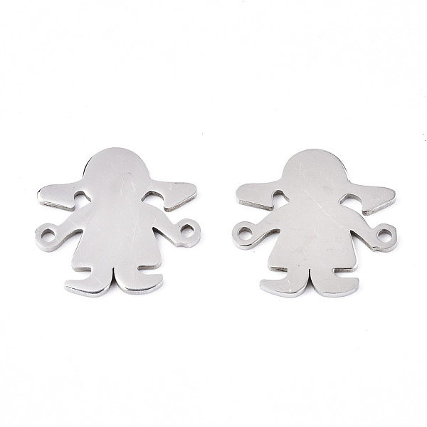 

PandaHall 201 Stainless Steel Links Connectors, Laser Cut, Girl, Stainless Steel Color, 15x16x1mm, Hole: 1.2mm 201 Stainless Steel Human